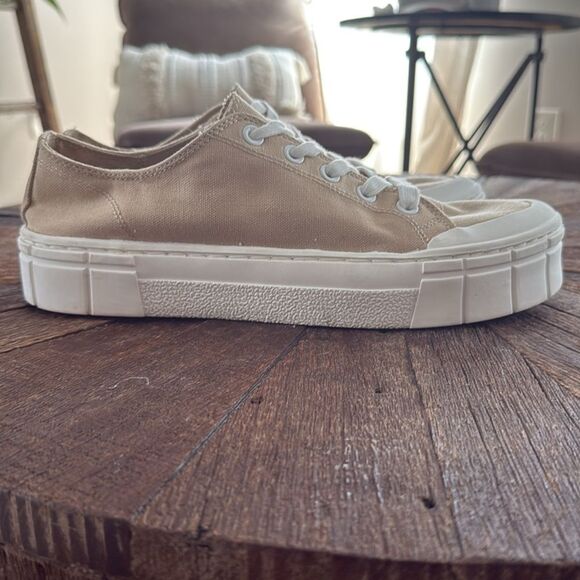 Mad Love Fran Platform Tan Canvas Lace Up Sneakers - Picture 6 of 10